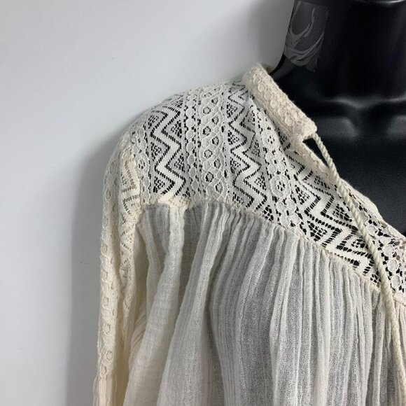 Denim & Supply Ralph Lauren Women' s Boho Ruched Relaxed Chiffon Blouse Size L - Picture 3 of 10